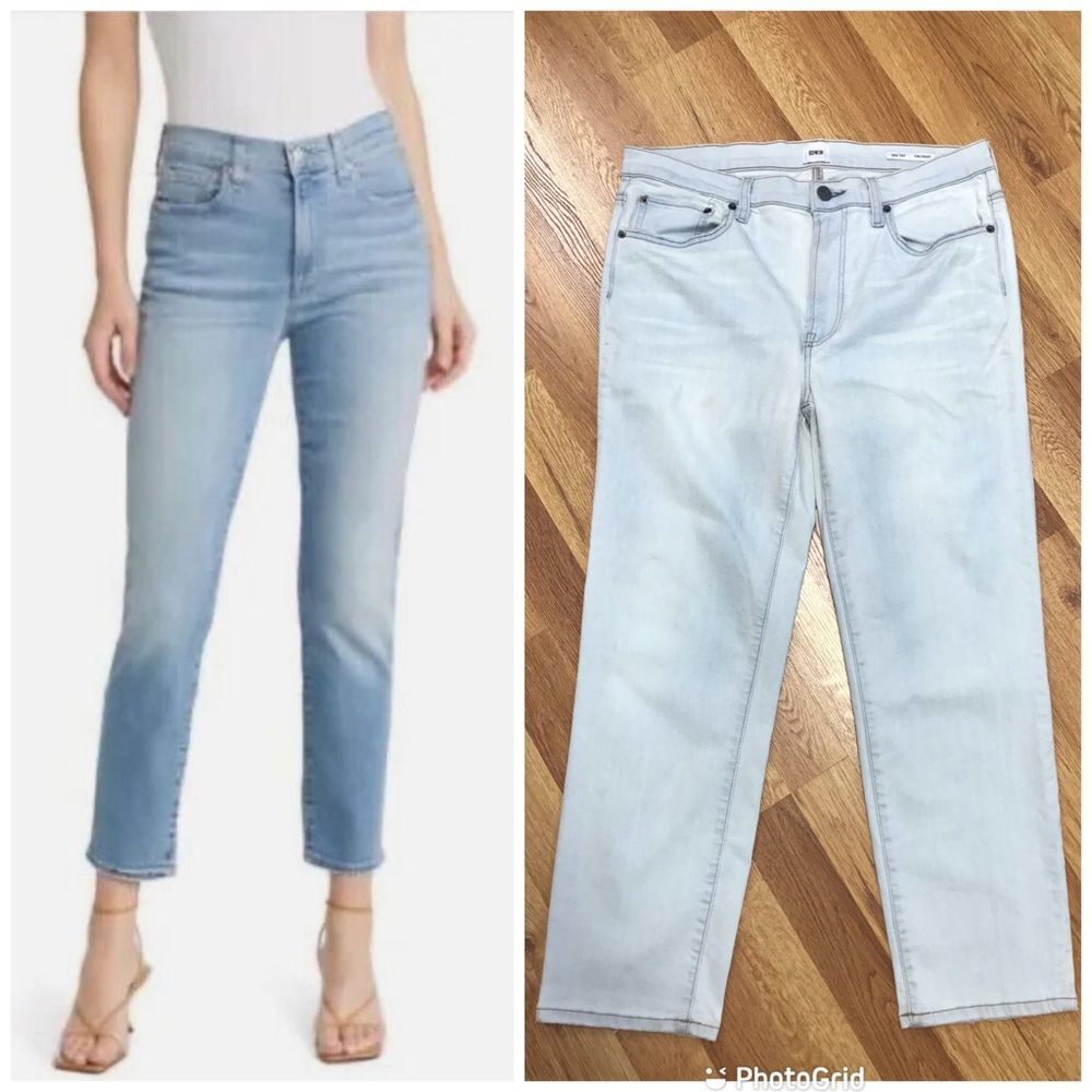 EDWIN Bree Crop Slim Straight Jeans Distressed Cropped  Light Wash‎ Size 31 New